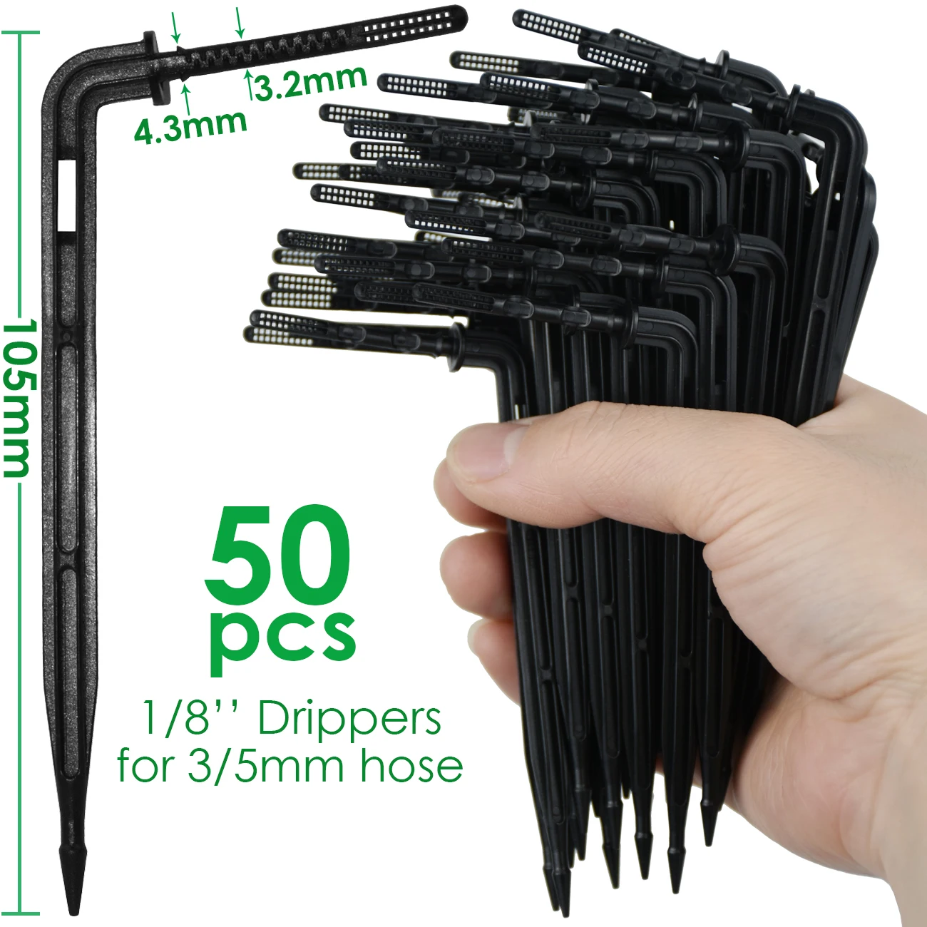 KESLA 50 Stück 1/8'' 3-Wege-T-Anschluss mit Widerhaken für 3/5 mm Mikro-Tropfbewässerungsschläuche, Schlauchkupplungen, Bewässerungsrohr, Gartengeräte