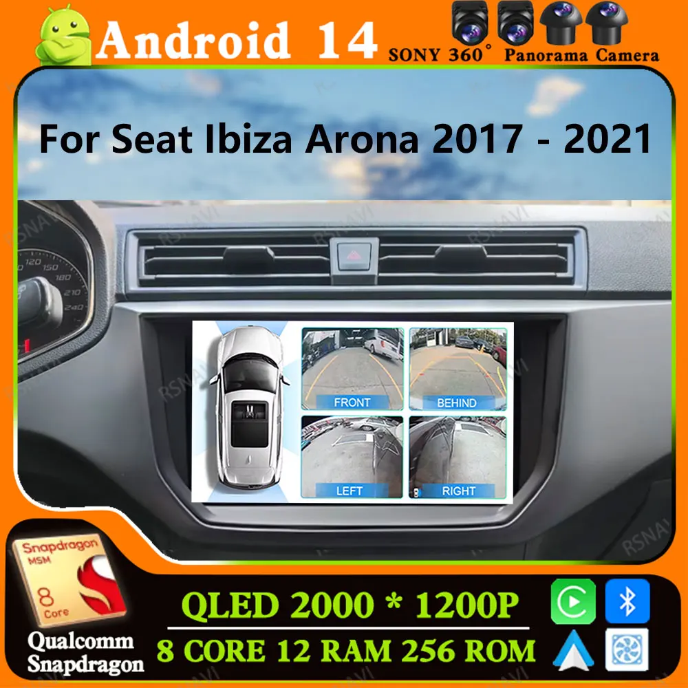 Andoird 14 Car Radio For Seat Ibiza Arona 2017-2020 DVD BT Stereo Multimedia GPS 4G LTE Navigation 5G WIFI Head Unit DSP 2 DIN