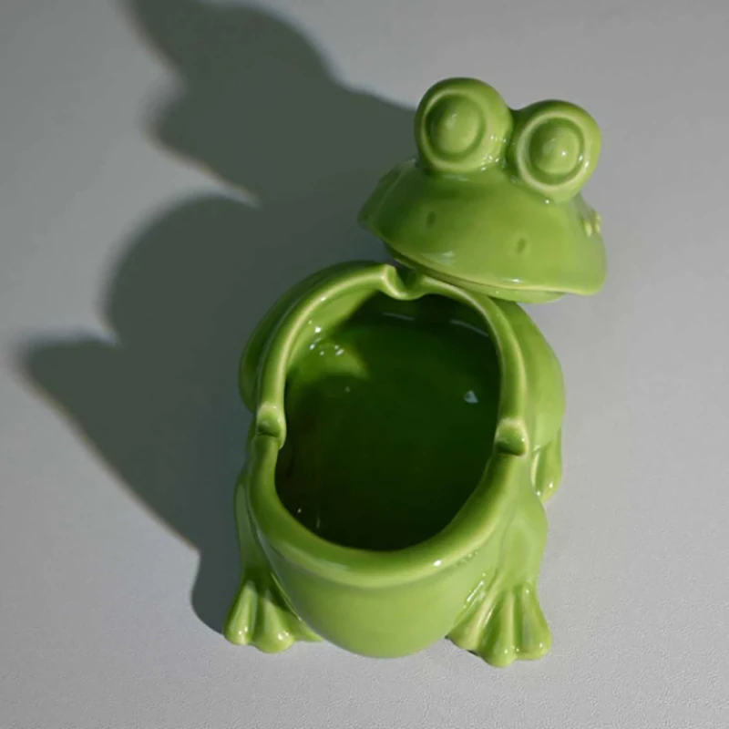 Keramik Katak Hijau Asbak Teh Hewan Peliharaan Aksesori Meja Desktop Dekorasi Interior Patung Katak Patung Katak Ornamen Dekorasi Rumah