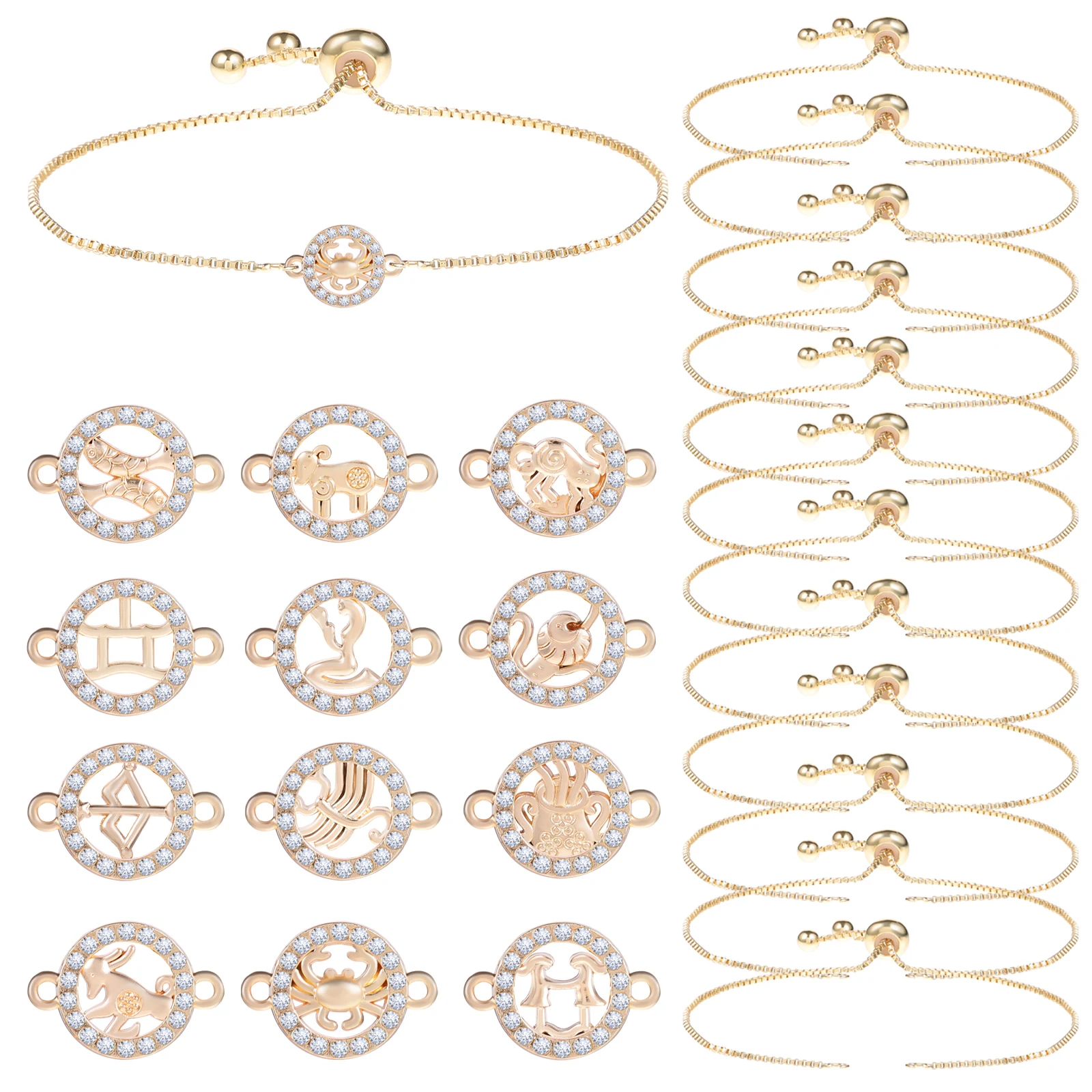 

Zodiac Pendants Charms DIY Kit Bracelet Making Set Adjustable Chain Bracelet Decors Wristb s Jewelry Making Supplies