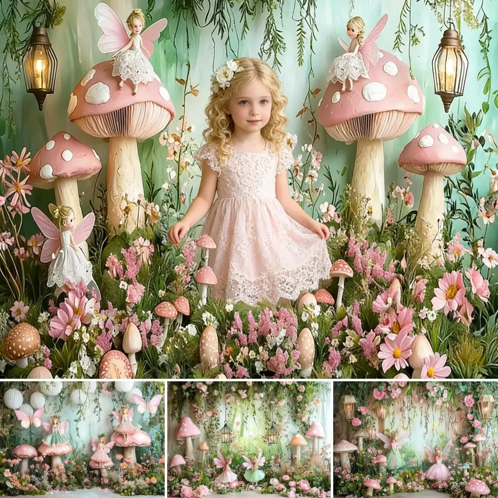 

Summer Floral Butterfly Photography Background Fairy Girl Birthday Party Decor Baby Shower Portrait Backdrop Photo Studio Props