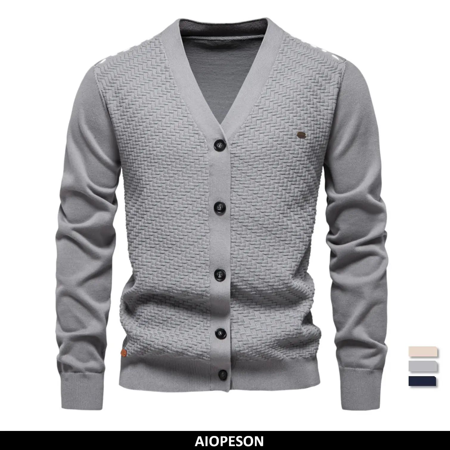 Men's Cotton V-Neck Cardigan Sweater Casual Knit