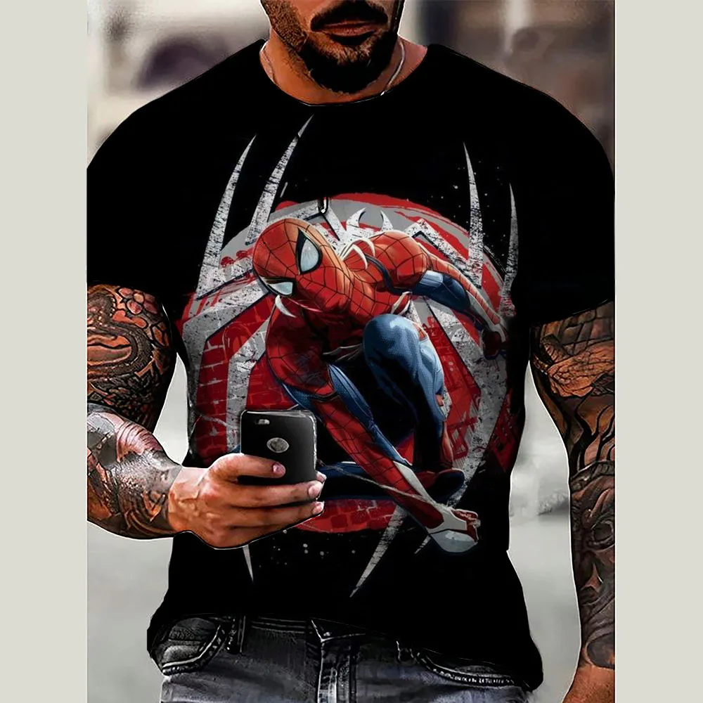 2024 Disney T-Shirt Marvel Spider Man Print Graphic Camisa Hombre Causal Tees Short Sleeves Comfortable Pullover Tops Men's