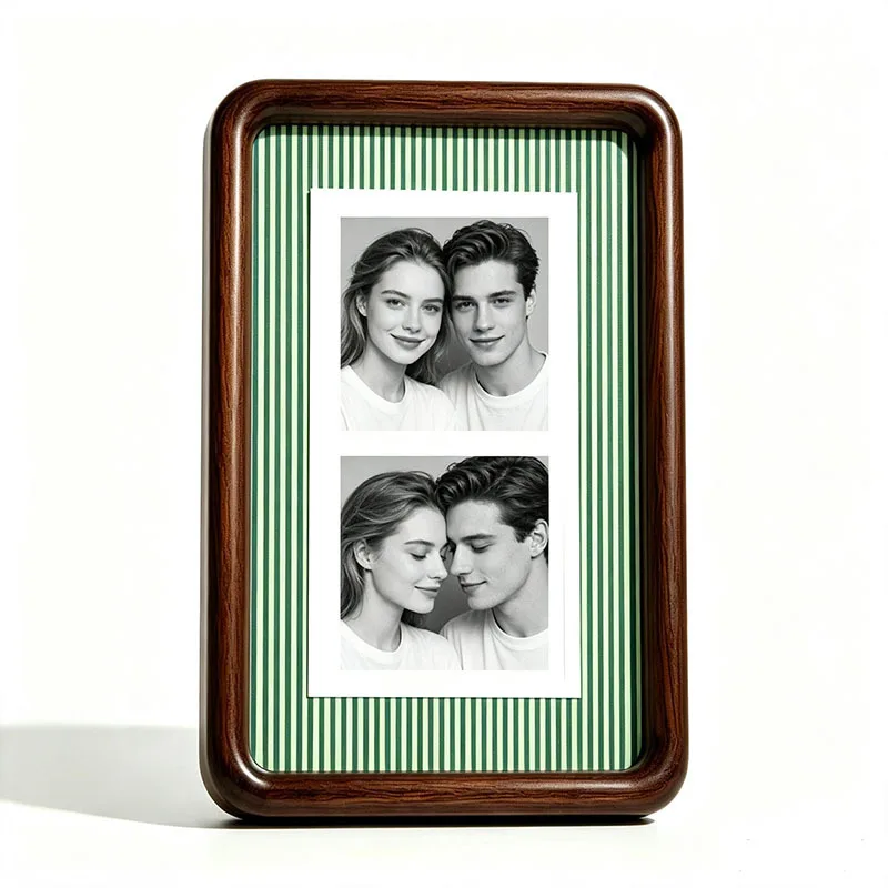 Photo Booth Frame Natural Solid Walnut Wood Photo Strip Frame Collage Picture Frames for Tabletop Display,Farmhouse Home Decor