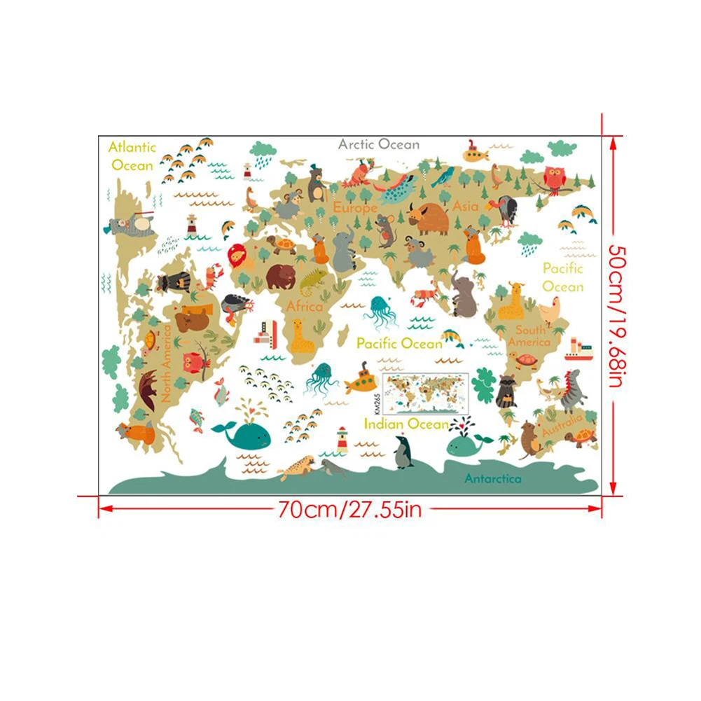 Children Wall Sticker Bedroom Kids Baby Room Educational World Map Classroom Home Decor Art DIY Ornament Room Decoration