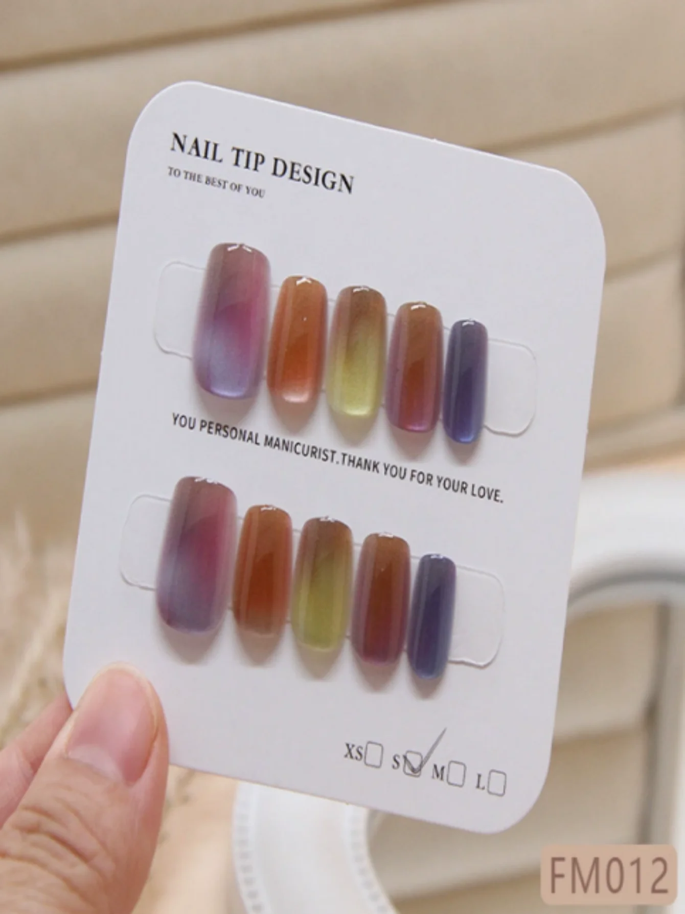 10 Pcs Women Fashion Chic Multicolor Cat Eye Spring Wear on Nail Patch Detachable Nail Patch Dyeing Nail Patch Clear Nail Patch - Detail 1