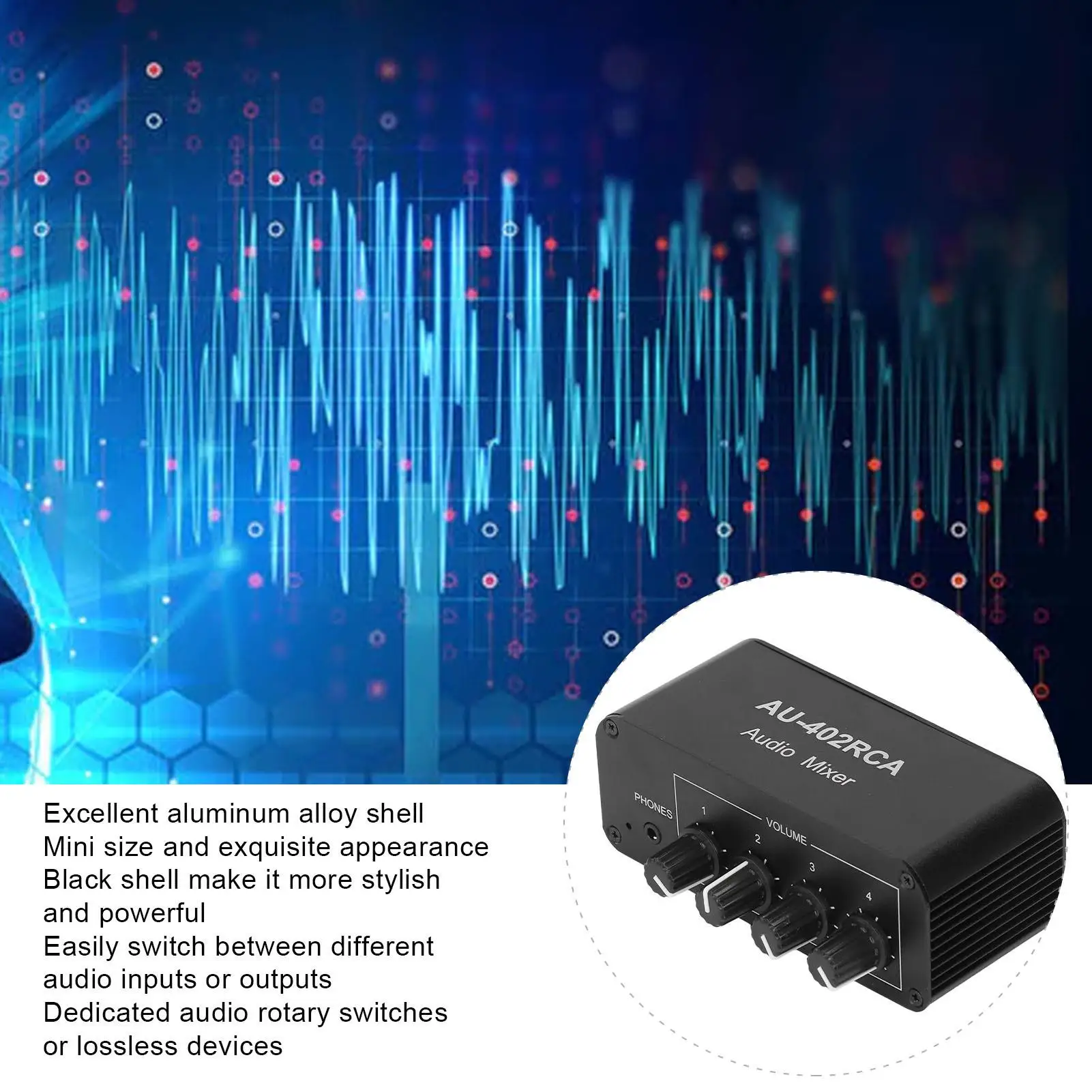 4-Way Bidirectional Audio Switcher - Stereo L/R Sound Channel Splitter & Selector for 2 Outputs