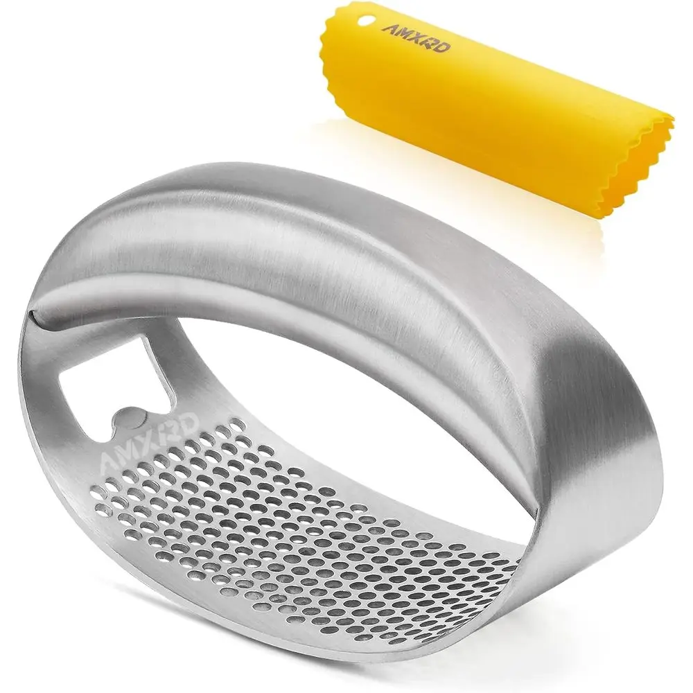 

Garlic Press & Silicone Peeler, Stainless Steel Garlic Mincer Crusher Squeezer Kitchen Tool