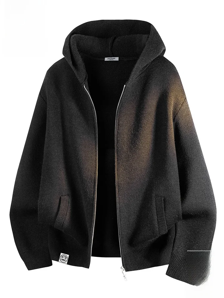 

PaulFrank Pure Cotton Hoodie Zipper Warm Knitted Sweater Men's Casual Loose Fit Autumn New Sle Big Mouth Monkey Knitwear