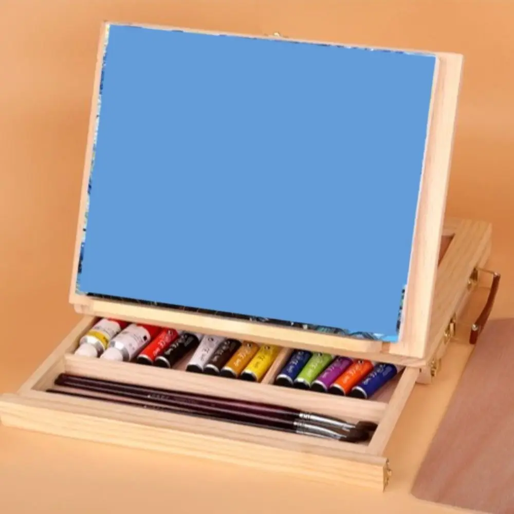 Caballete de mesa de madera portátil de haya, caballete de pintura de arte profesional multifunción, caja de caballete de pintura al óleo ajustable