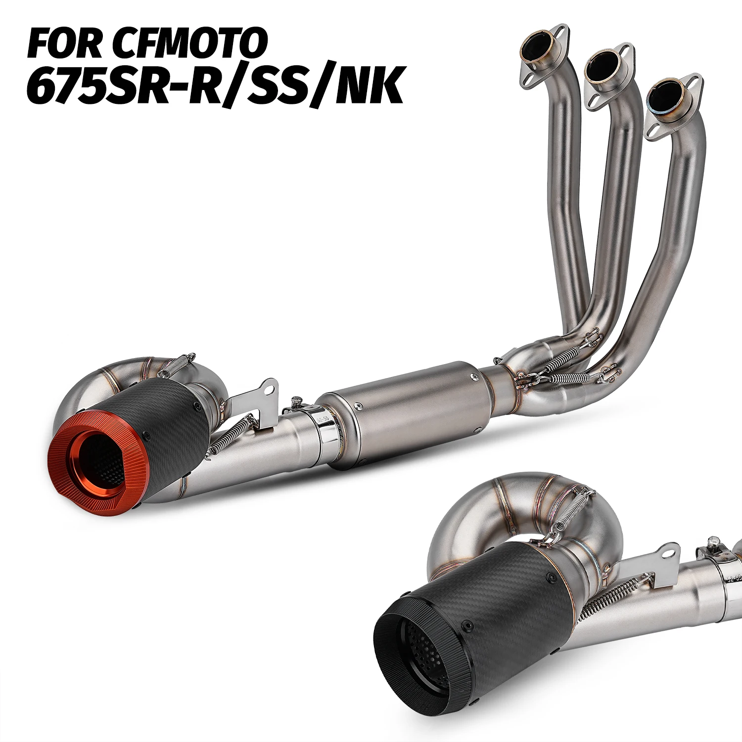 FOR 675SR-675SR CF675R Exhaust System Slip on Motorcycle Front Pipe Stainless Steel Tube Original Position Set of System