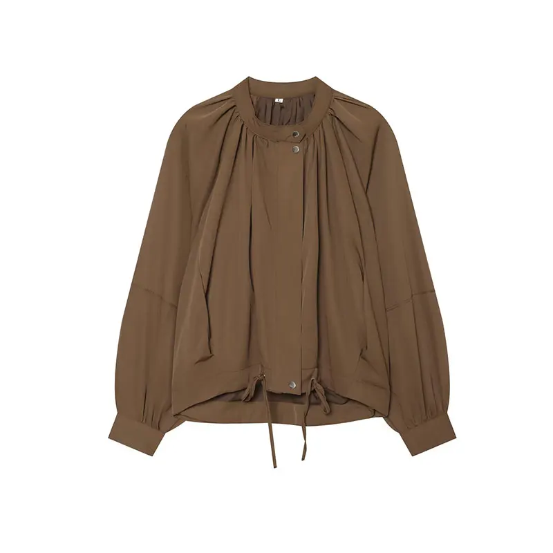 NLZGMSJ Vintage Casual Women Suit Solid O-Collar Zipper Top Lantern Loose Long Pants Fashion 2026 Autumn Sets