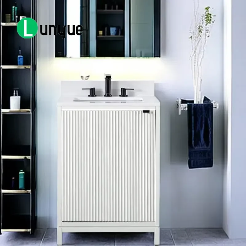 Modern 24 Inch Wood Bathroom Vanity with Faux Marble Top and Sink Hot Selling Compact Design for Small Bathrooms Easy