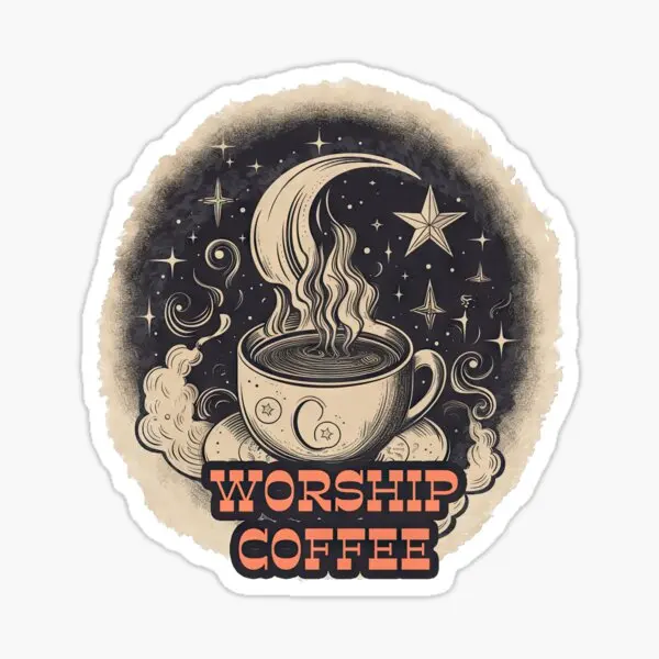 Personality Worship Coffee Decal  Car Accessories Stickers Motorcycle Vinyl Waterproof Decal Windshield Anime Caravan Sticker
