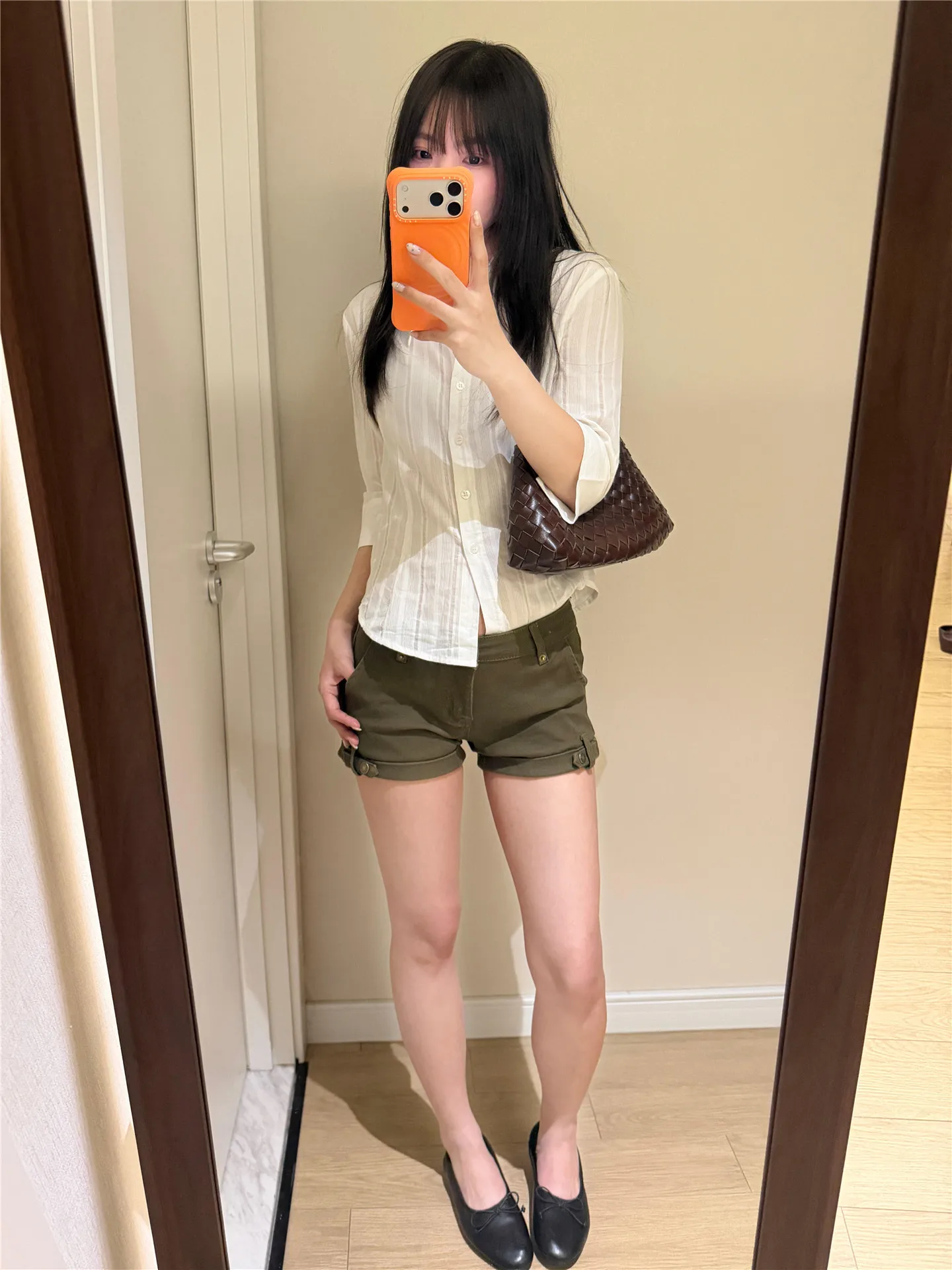 Retro Military Green Low Waist Denim Workwear Shorts Women's Slimming Sexy Tight Casual  Skirts Summer Cotton Jeans
