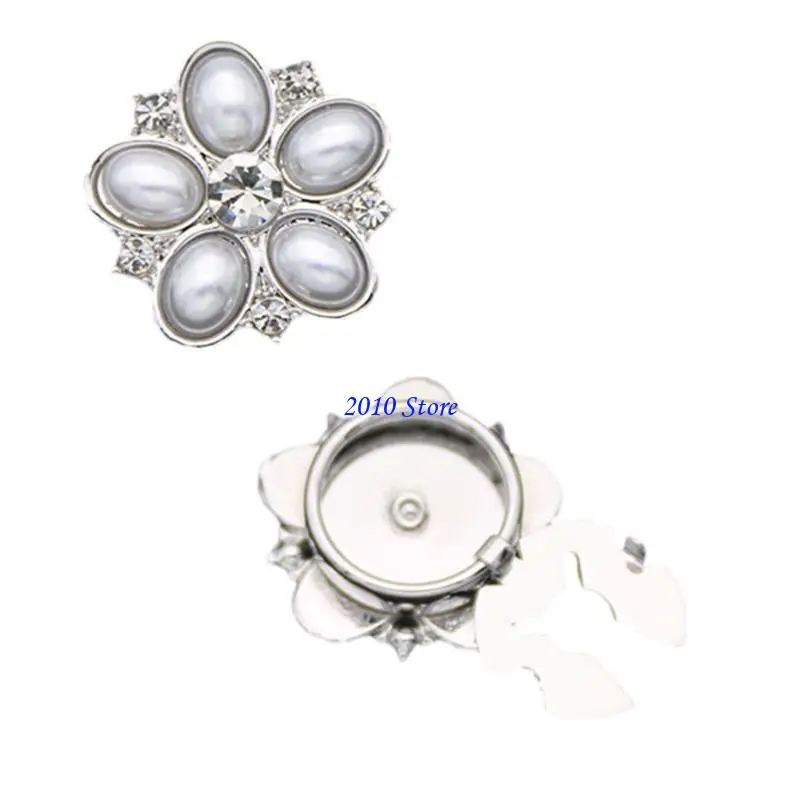 F3MF Rhinestones Flower Sleeve Button Cover For Tuxedo Shirt Easy to Use Decorative Button For Special Occasion Shirt Decors