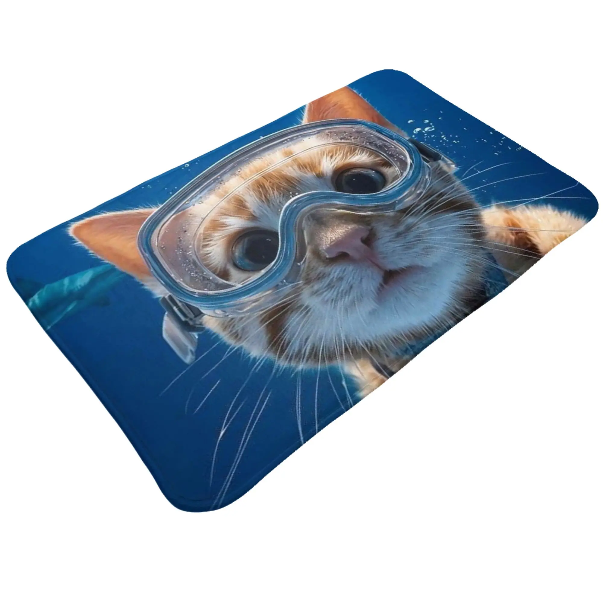 Diving Kitten Underwater Ocean Doormat Bath Living Room Mat  Absorbent Home Decor