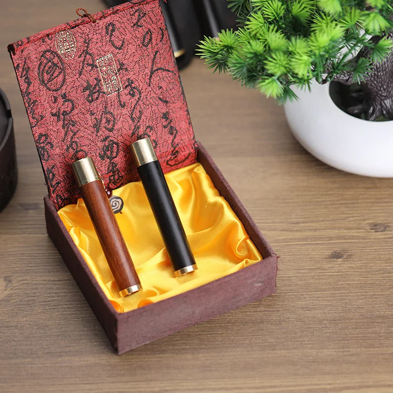 USB Charge Lighter Blowing Plasma Lighter Vintage Wooden Air Blowing Cigarette Lighter Engraving Sandalwood Electronic