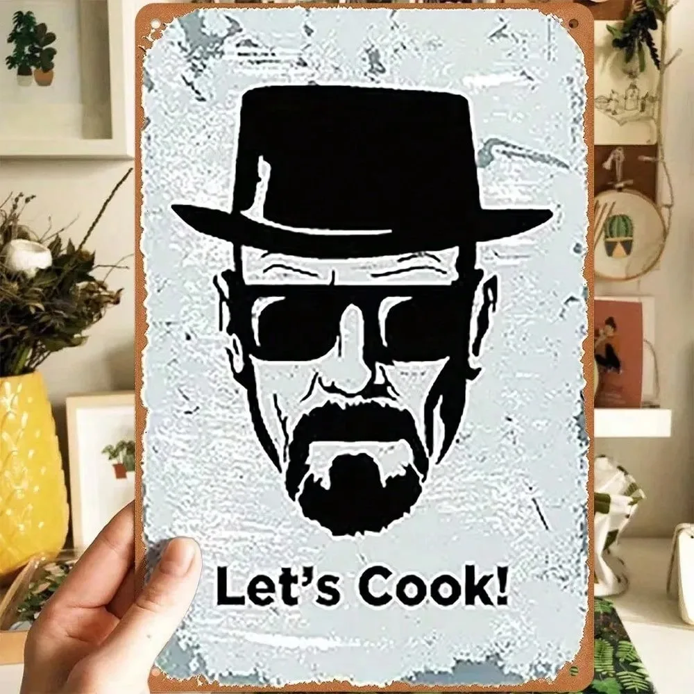 علامة CookNostalgia Heisenberg المعدنية العتيقة "دعونا نطخ!" ديكور مقاوم للماء للمطبخ/البار/غرفة النوم