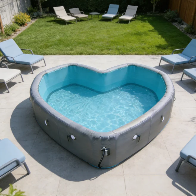 Romantic heart-shaped inflatable pool - premium quality. perfect for couples, gardens, resorts, and recreational use