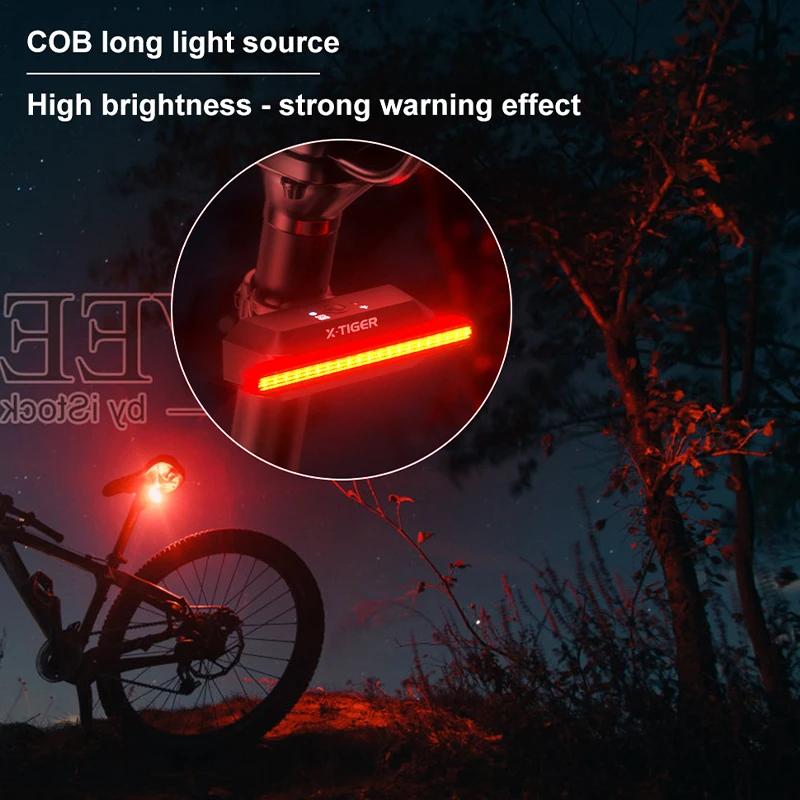 X-TIGER fanale posteriore per bici luce di rilevamento del freno intelligente fanale posteriore per bicicletta fanale posteriore di ricarica a LED accessori per ciclismo