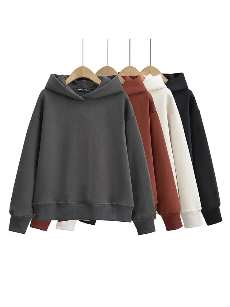 

ZADATA 2023 autumn and winter new women's fashion loose casual versatile solid color commuter long-sleeved hoodie