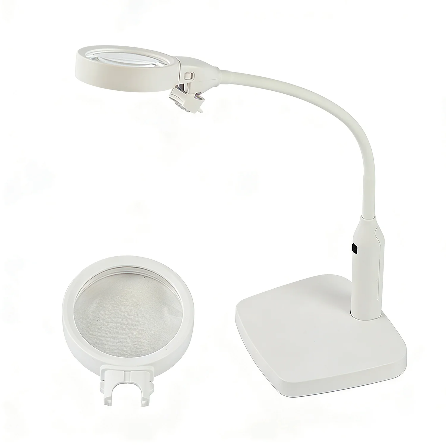 

Многофункциональная стоячая лупа 1,8x112 мм/3x68 мм, двойные линзы, 6 светодиодных ламп, температура цвета 6500 К, питание переменного/постоянного тока | ABS+оптическое стекло+металл