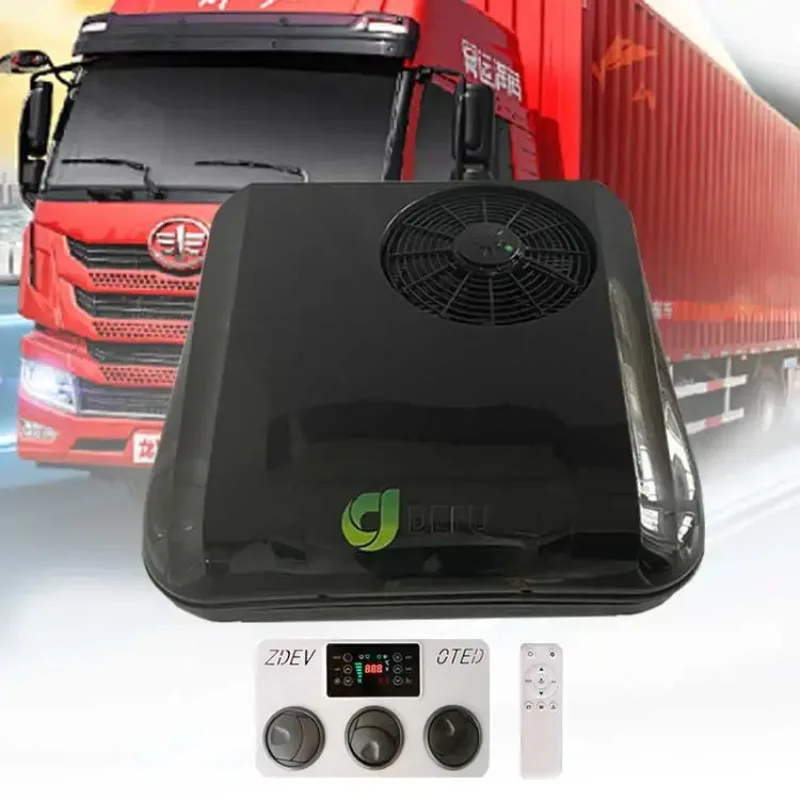 Double Fan Copper 800w Brushless Motor Fan Light 12v 24v Parking Air Conditioner For Truck RV Camper Van