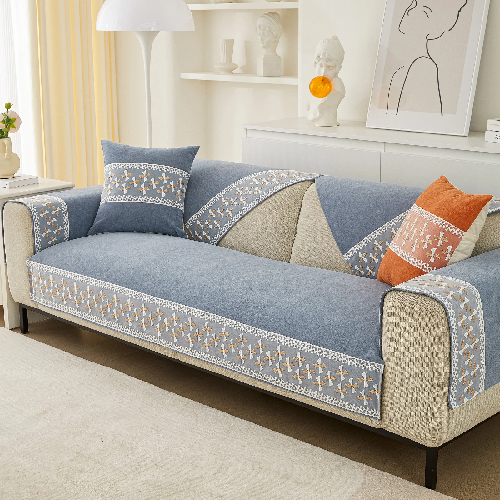 Chenier Sofa Cushion Windmill Lace Four Seasons General Anti-Slip Cushion Sofa Cover Simple Modern Sofa Cloth Cover