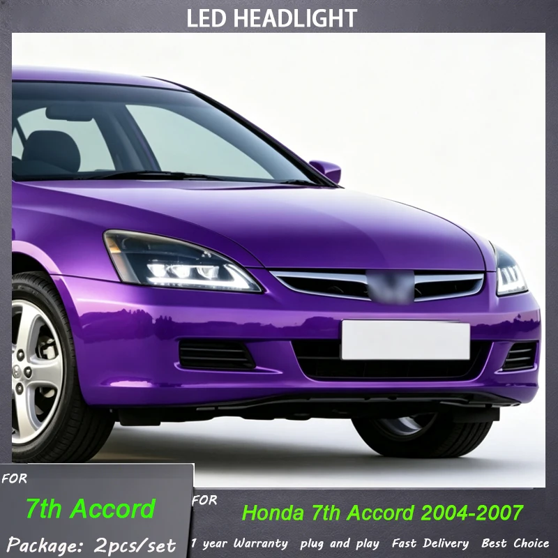 Car Lights For Honda 7th Generation 2004-2007 Accord  LED Projetor Headlamp Daytime Running Light Automotive Accessories