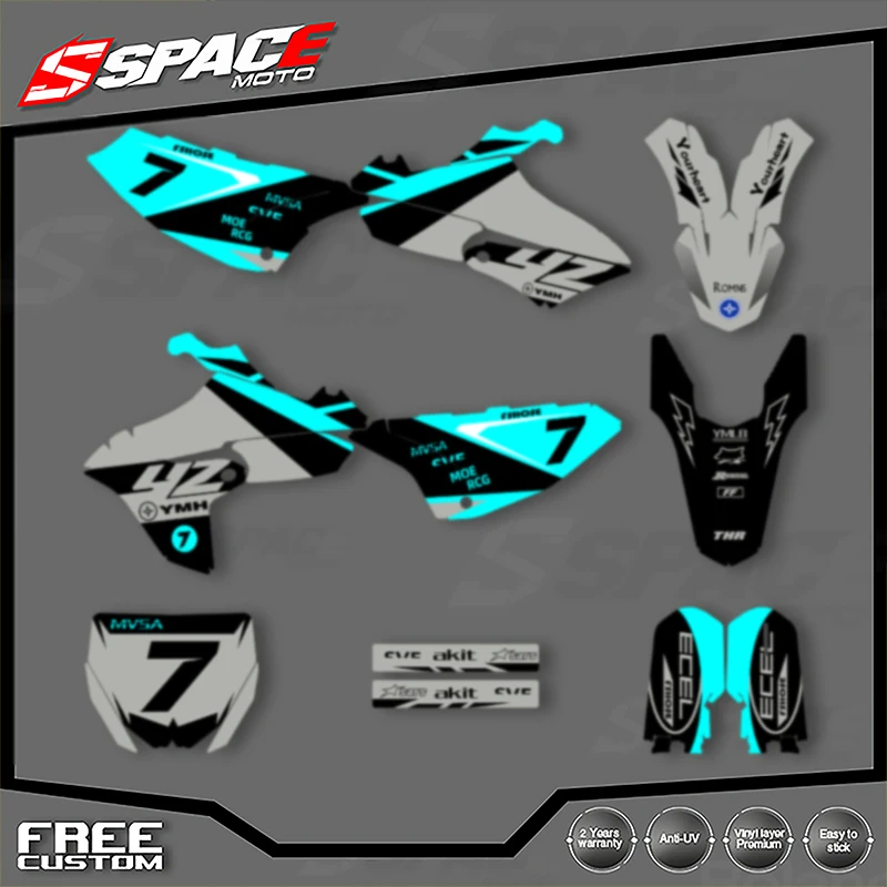 

SPACE пользовательская мотоциклетная графическая фоновая наклейка для YAMAHA YZ65 2018 2019 2020 2021, наборы наклеек 003