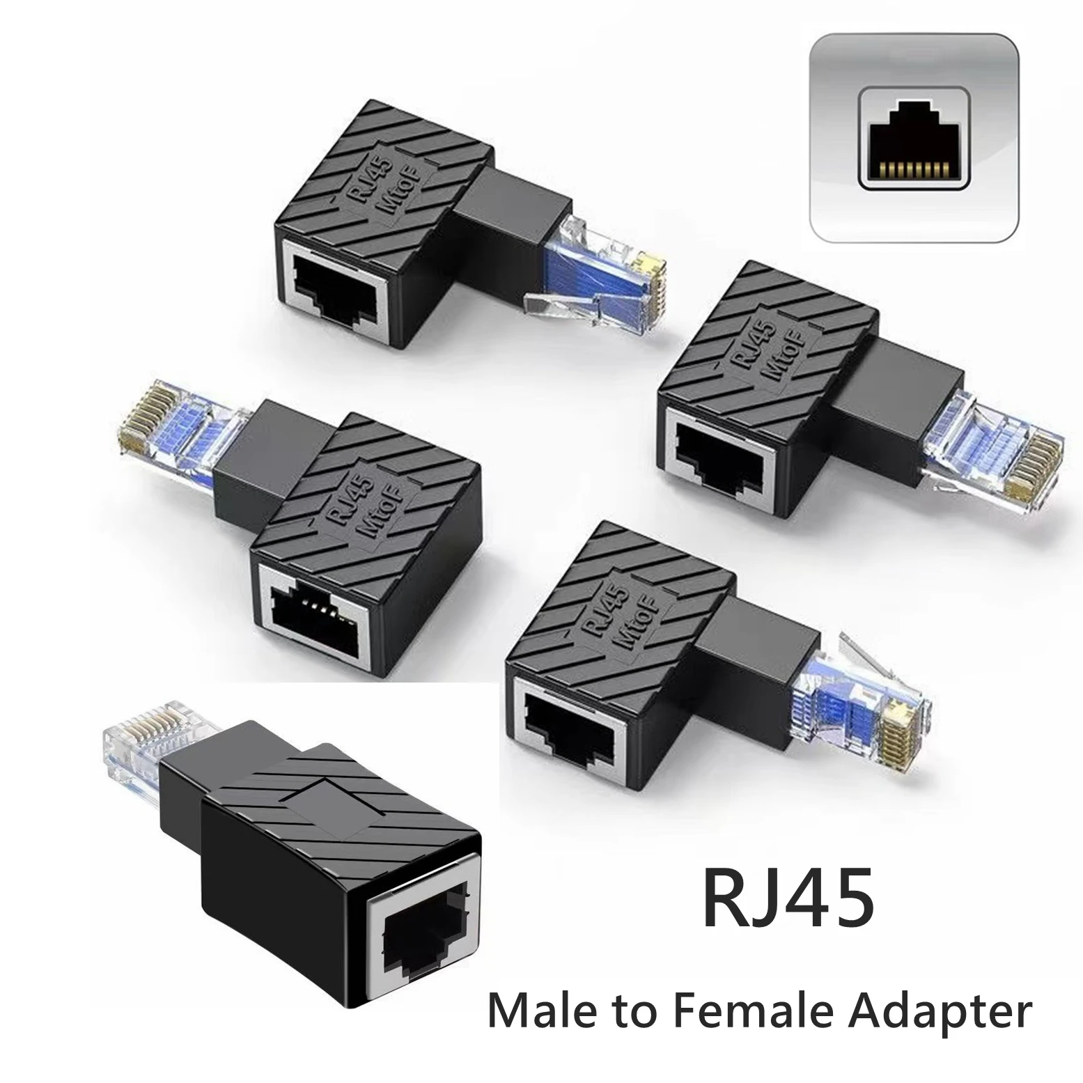 90 Degree 270 Degree Up Down Left Right Multi-angle RJ45 Cat 5e 6e Cat7 Male to Female Lan Ethernet Network Extension Adapter