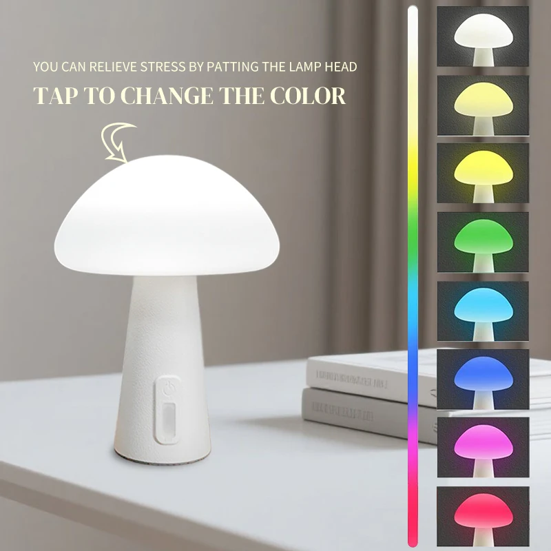 Mushroom Led Table Lamp Charging Touch Desk for Coffee Bar  Hotel Bedroom Decoration Nordic Creative Atmosphere Small Night Ligh