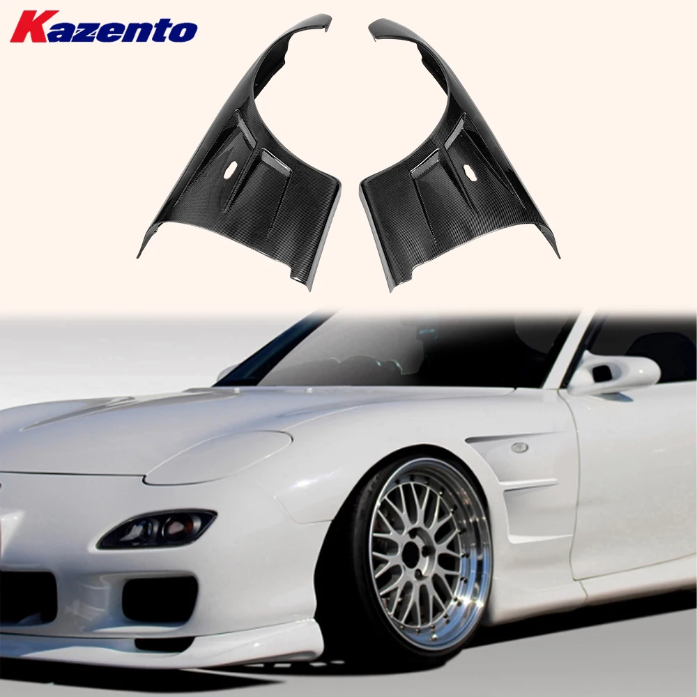 

For Mazda RX-7 FD RX7 FD3S BN Style Carbon Fiber Front Bumper Fender Pair +25mm