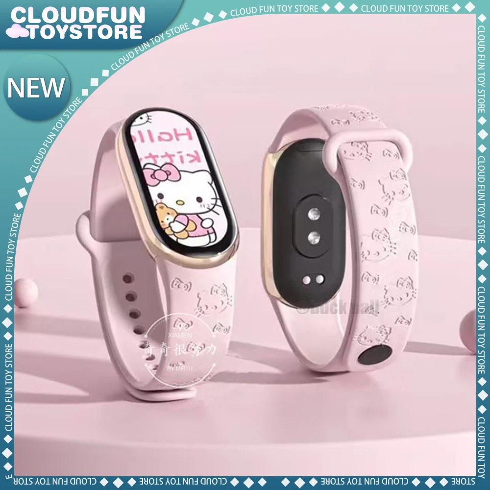 Hello Kitty Smartwatch Kitty Touchscreen Watch Kitty Watch Strap Silicone Cartoon Print Anime Peripheral Decoration Android Gif