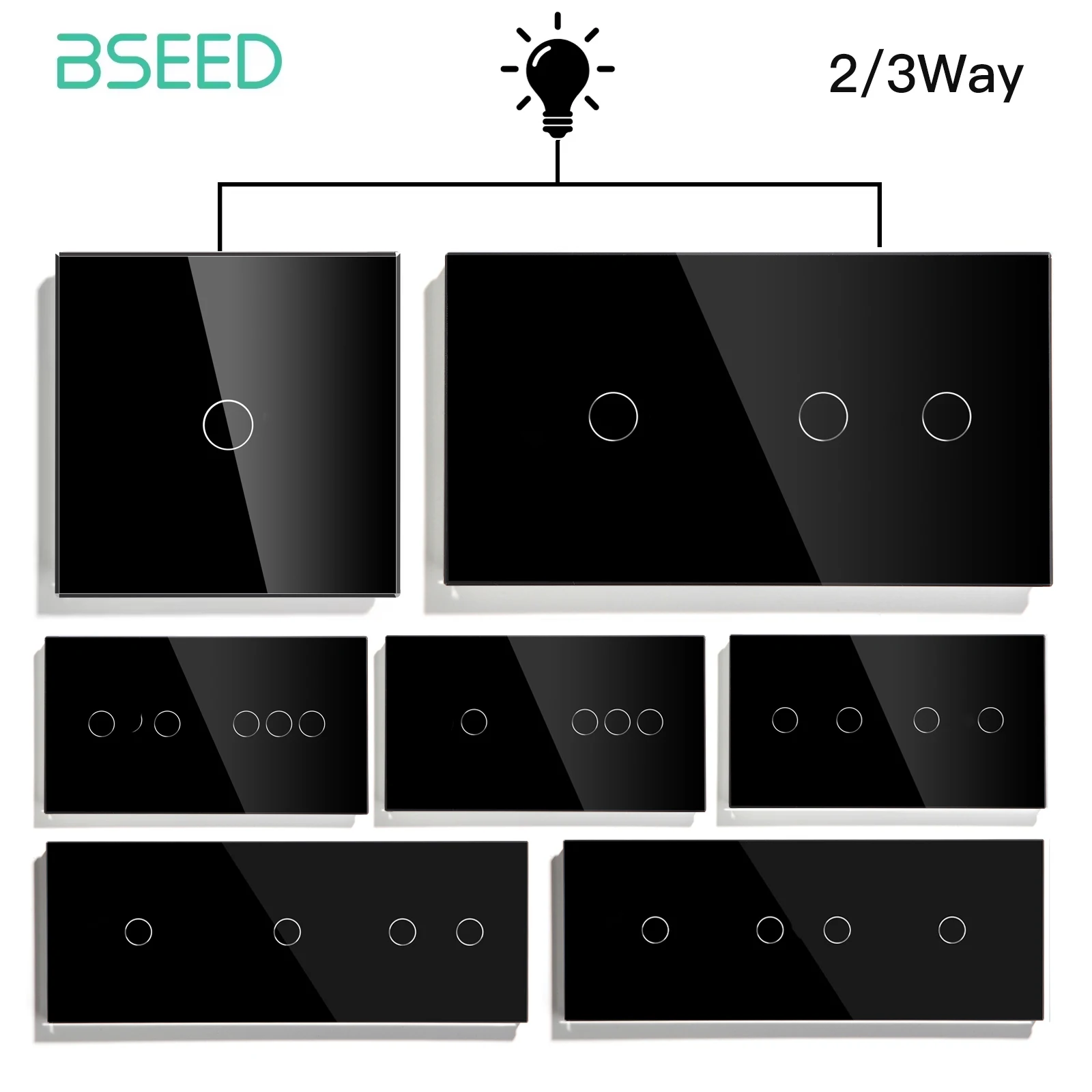 

BSEED 1/2/3Gang одиночные настенные сенсорные выключатели двойные тройные выключатели света 1/2/3-позиционное множественное управление для лестниц спальня стандарт ЕС