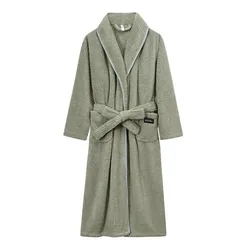 Sleeping Robe Man Autumn Winter Coral Velvet Men's Bathrobe Thickened Warm Flannel Nightwear Home Clothes Male Room Robes