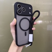 Luxury Matte clear Case for iPhone 17 Air Pro 17Pro Max with strap Camera Protect MagSafe Wireless Charging cover for 17 Promax