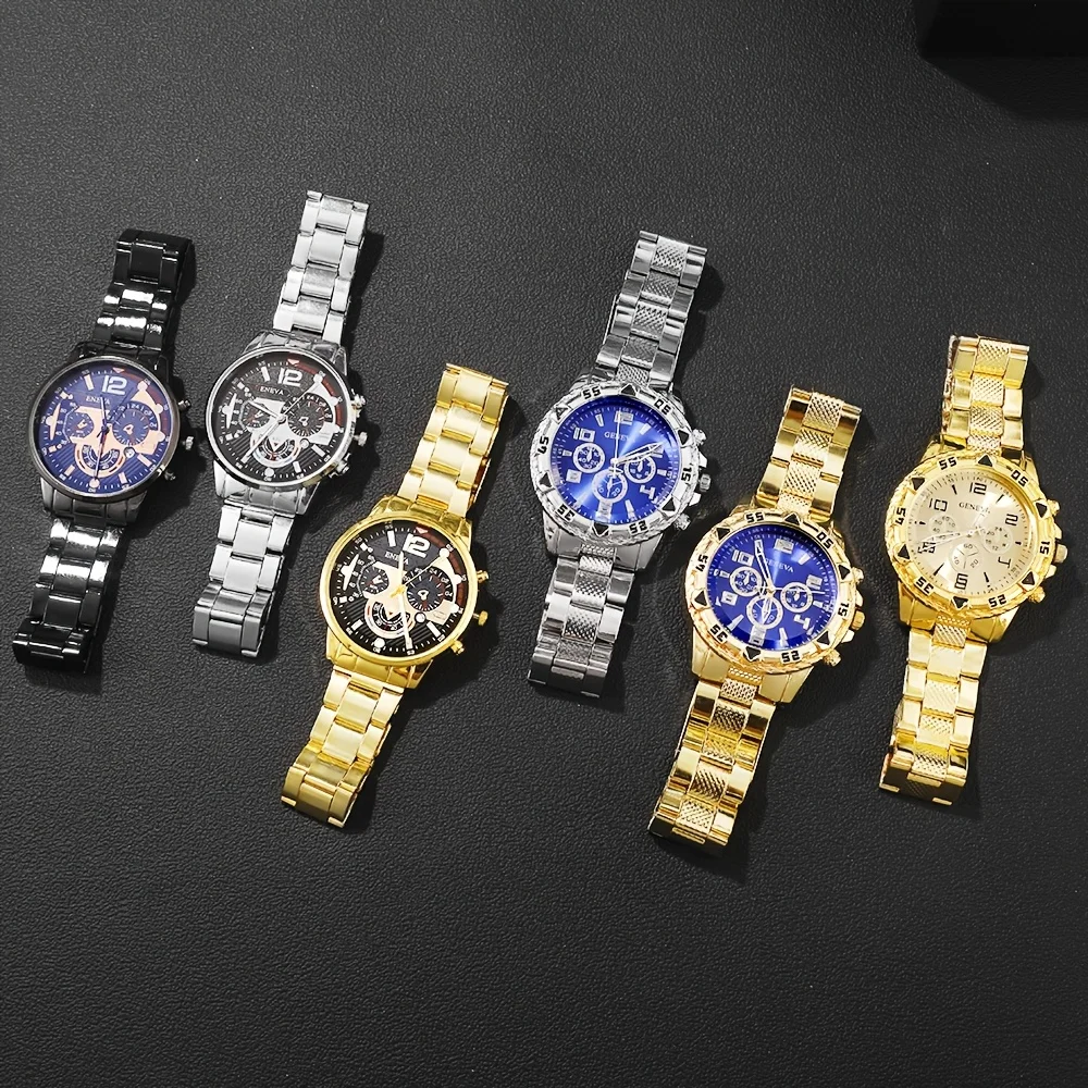 6Pcs Men's Geneva Q…