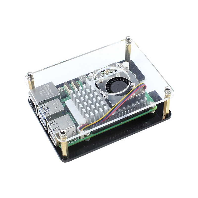 Raspberry Pi 5 Stackable Acrylic Cluster Case 3007 PWM Fan Heatsink Enclosure