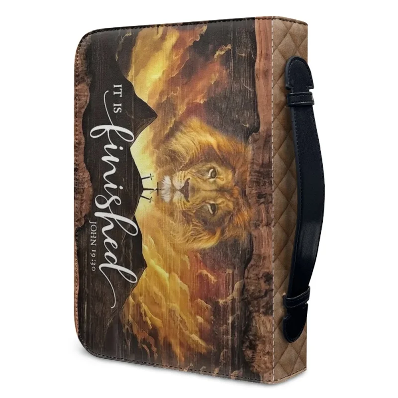 Hunting Lion Bible Cover Personalized Print Church Bible Cover Case PU Handbags Study Book Holy Storage Boxes For Women Men