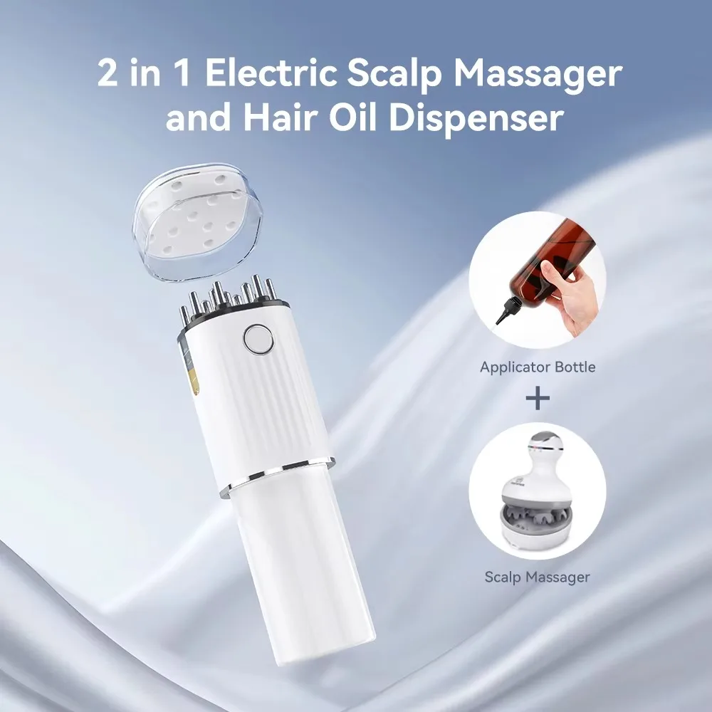 3-in-1 Vibrating Hair Oil Applicator & Scalp Massager Red Lights with 70Ml Storage Hair Treatment Growth Applicator