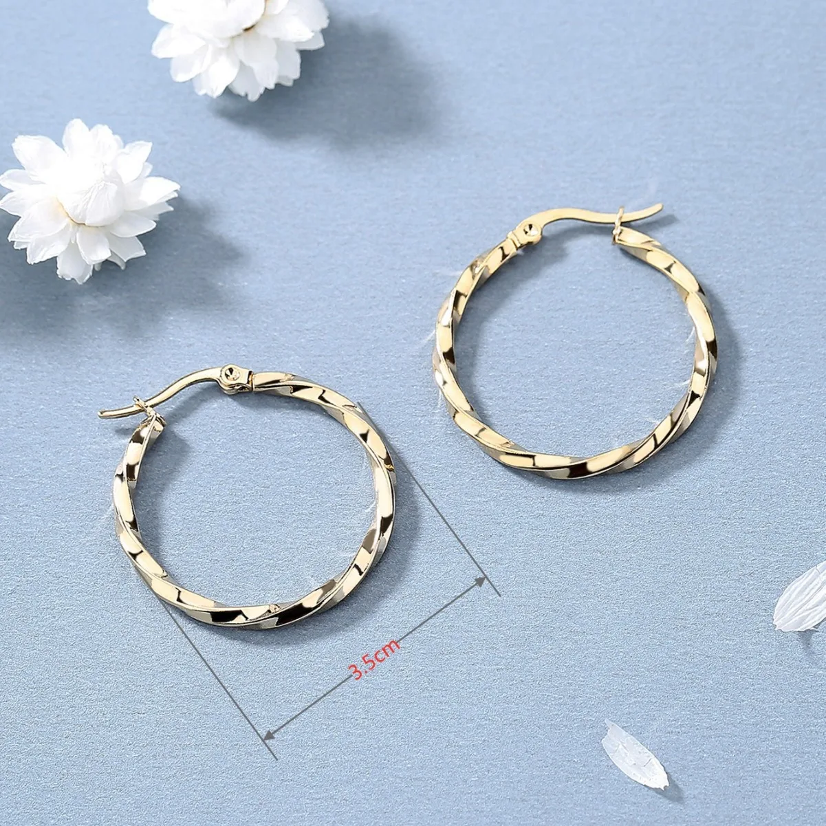 Korean version of large knotted earrings stainless steel earrings, luxury style earrings