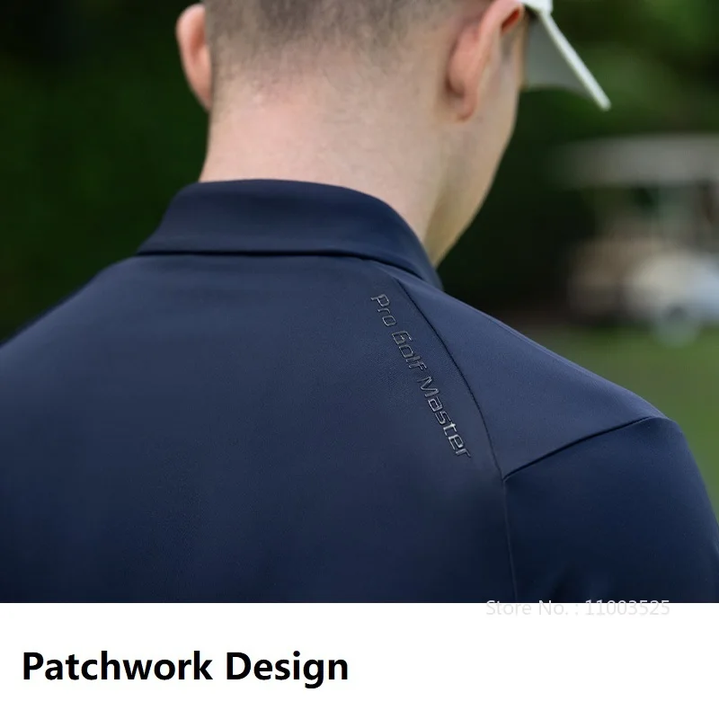 Pgm Golf koszulka polo dla mężczyzn skręcić w dół kołnierz elastyczne topy sportowe Casual Social t-shirty męskie Patchwork odzież sportowa z długim rękawem