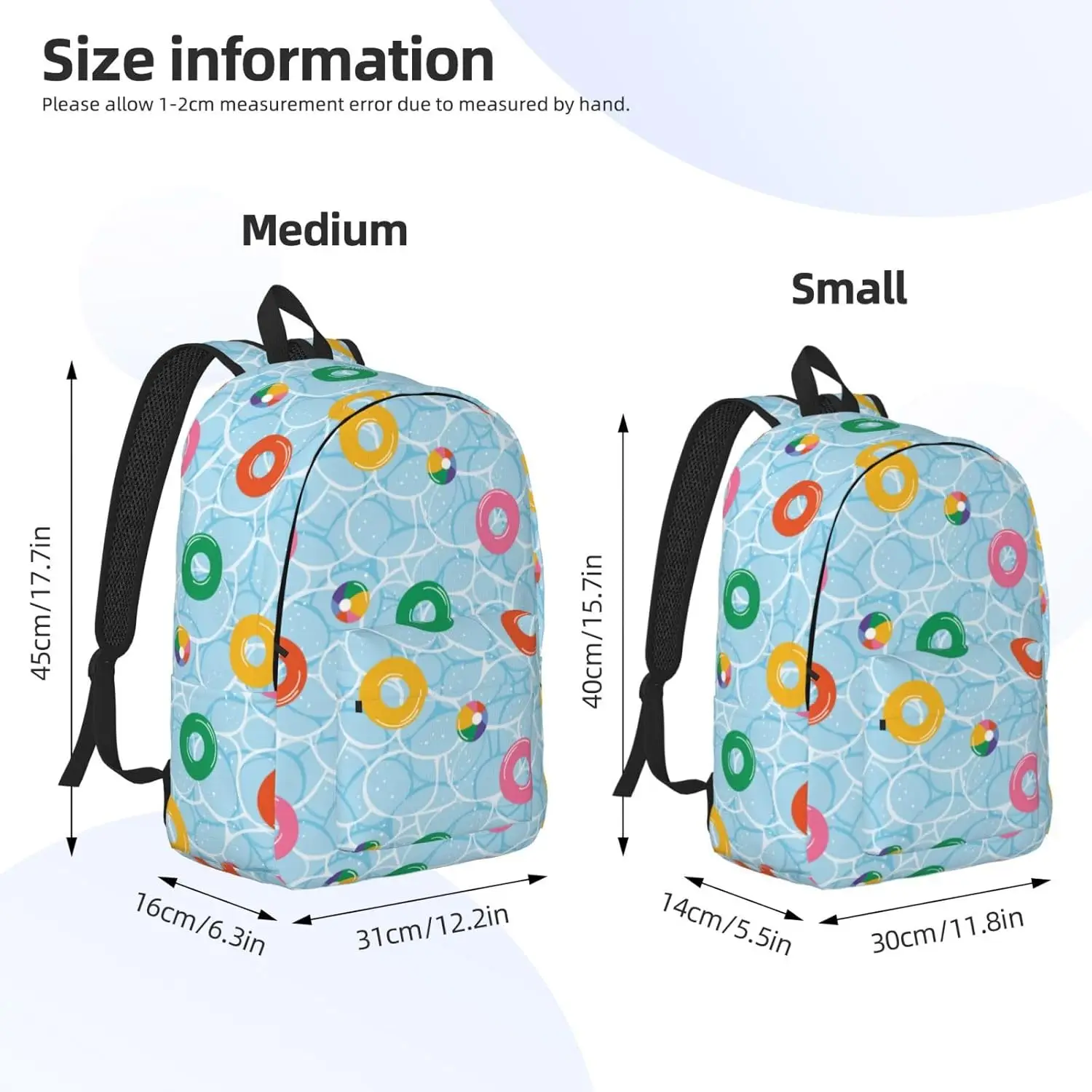 Travel Laptop Backpack - Swim rings floating Computer Canvas Backpack Bag with Adjustable Straps