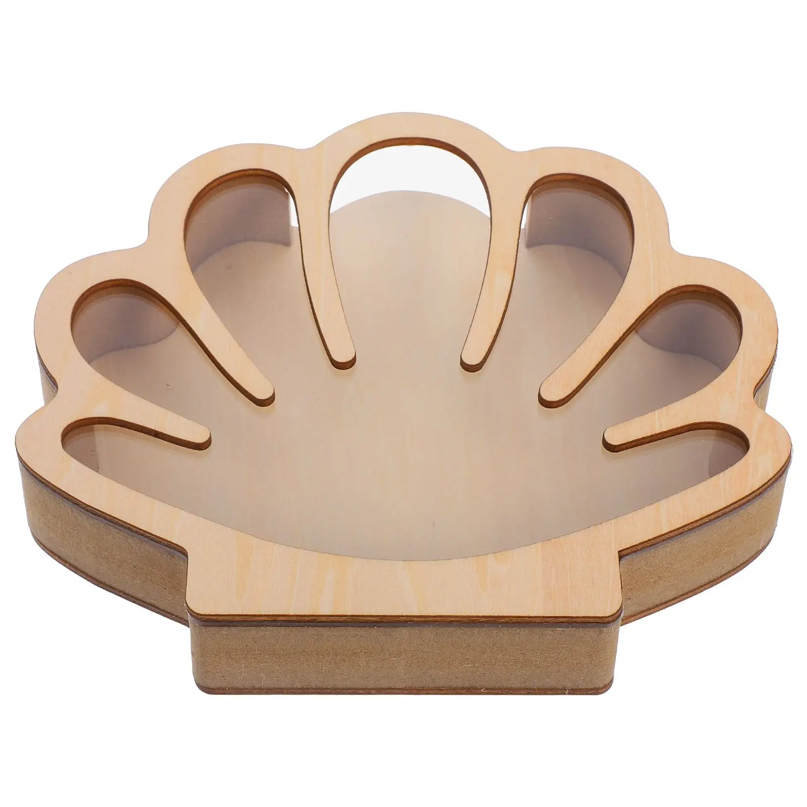 

Shell Shaped Display Case Decorative and Delicate Shadow Case Wooden Seashell Organizer Wood Seashell Modeling Box for Decor