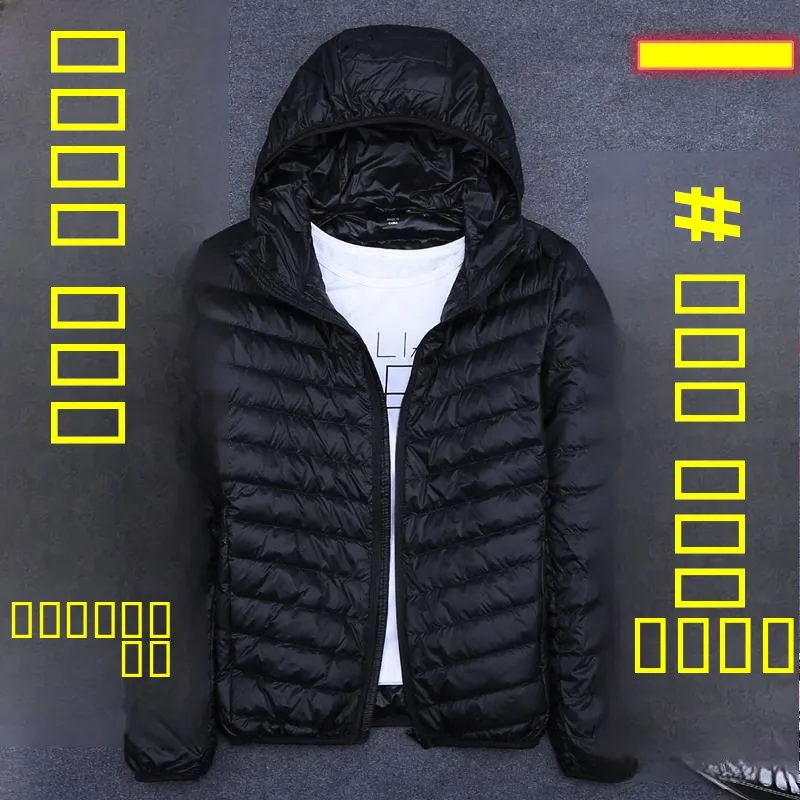 

Men's ort Hooded Ultra-Thin Cotton Jaet Lightweight Faionable Winter Outerwear Cleanfit Sle Regular Length Slim Fit