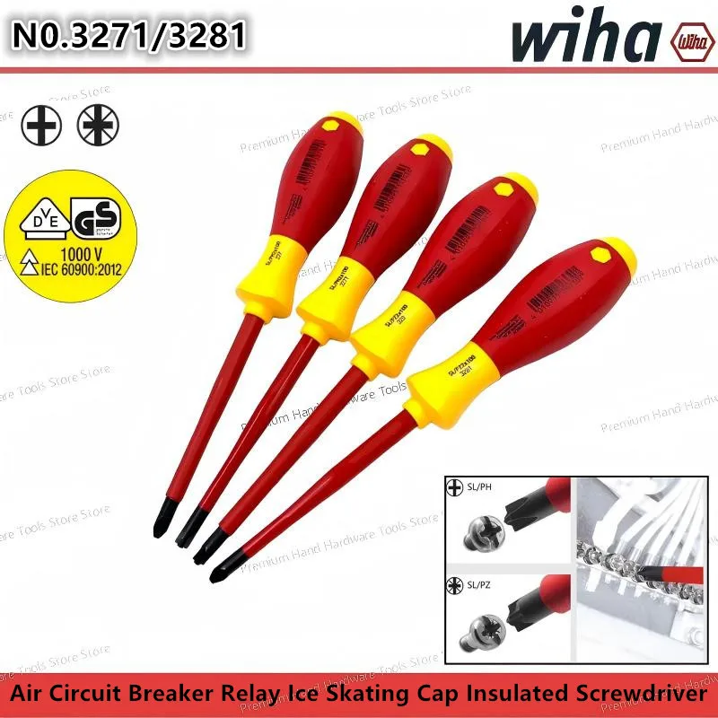 Wiha 3271/3281 Insulated Screwdriver 1000V VDE Certified PH and PZ Bits for Electricians GS Certified Electrical Tool Safety