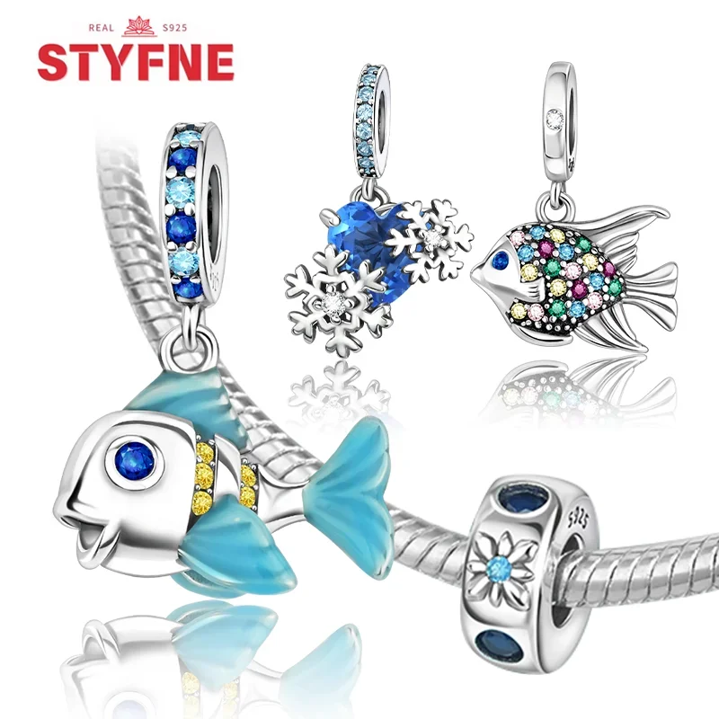 

New 925 Silver Deep Sea Colorful Fish Pendant Charms Beads Suitable for Original Bracelet Necklace DIY Jewelry Gift for Women