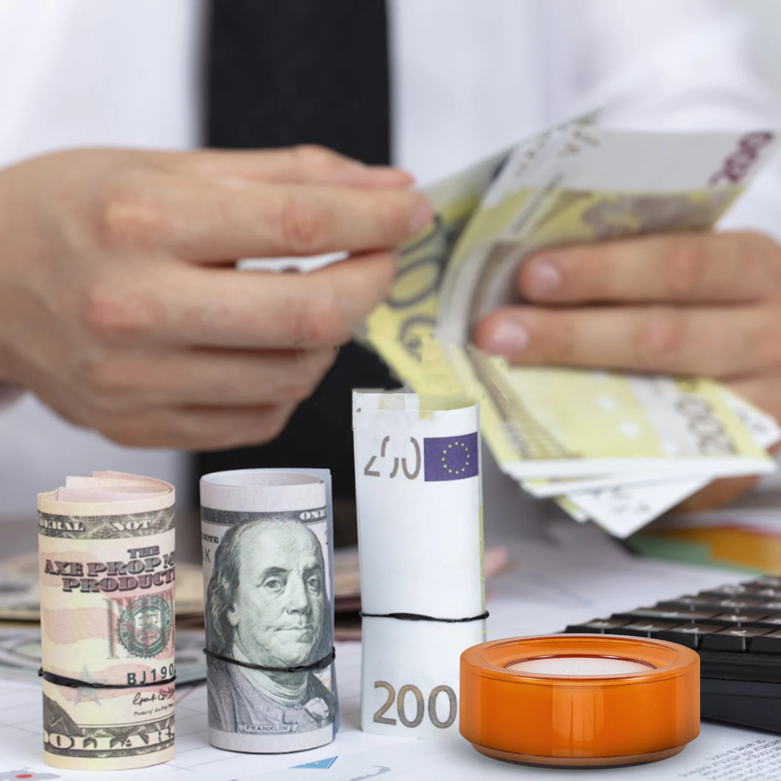 2 قطعة من البلاستيك جولة إصبع مرطب الإسفنج كوب لعد أوراق المال وثيقة التعامل مع سطح المكتب استخدام كفاءة العد النقدي #5